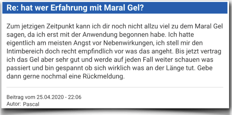 Maral Gel Erfahrungsbericht Bewertung Kritik Maral Gel