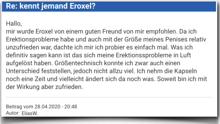 Eroxel Bewertung Erfahrungsbericht Kritik Eroxel