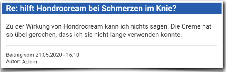 Hondrocream Erfahrungsbericht Bewertung Kritik Hondrocream