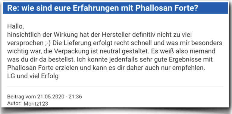 Phallosan Forte Erfahrungsbericht Bewertung Kritik Phallosan Forte