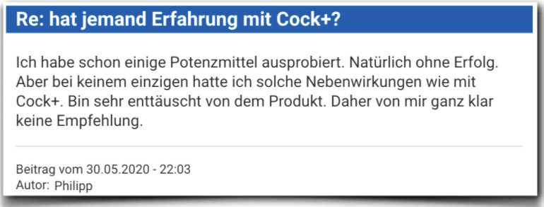 Cock+ Erfahrungsbericht Bewertung Kritik Cock Plus