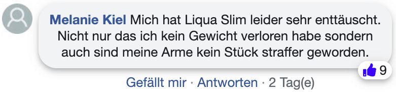 Liqua Slim Erfahrungsberichte Kritik facebook