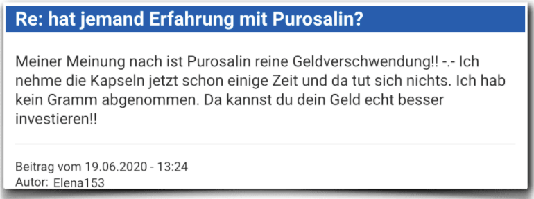 Purosalin Erfahrungsbericht Bewertung Kritik Purosalin