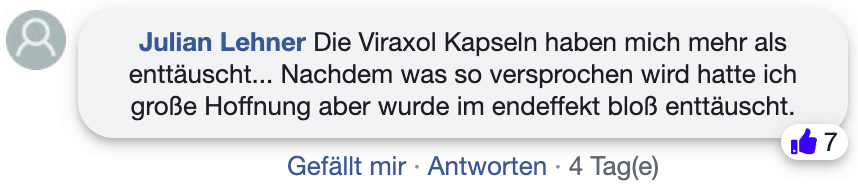 Viraxol Erfahrungsberichte Kritik Facebook