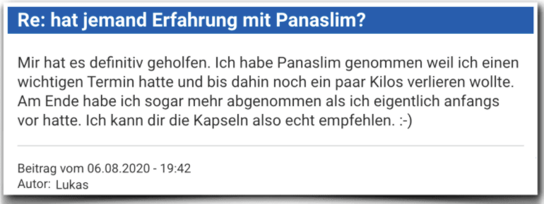 Panaslim Erfahrungsbericht Bewertung Kritik Panaslim