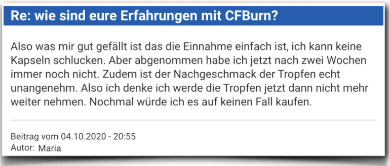 CFBurn Erfahrungsbericht Bewertung Kritik CFBurn