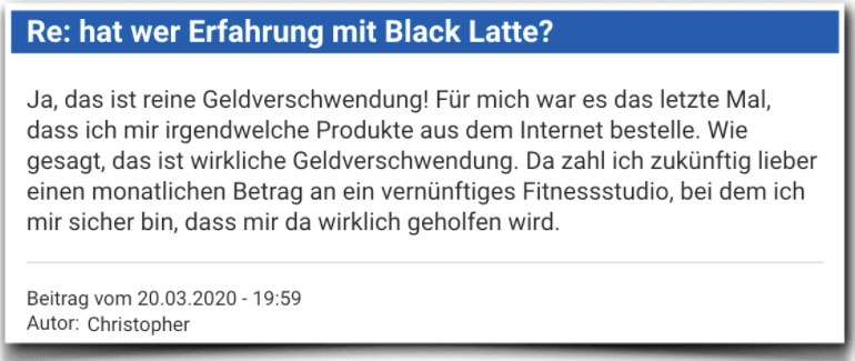 Black Latte Erfahrungsbericht Bewertung Kritik Black Latte