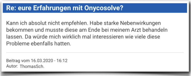 Onycosolve Erfahrungsbericht Bewertung Kritik Onycosolve