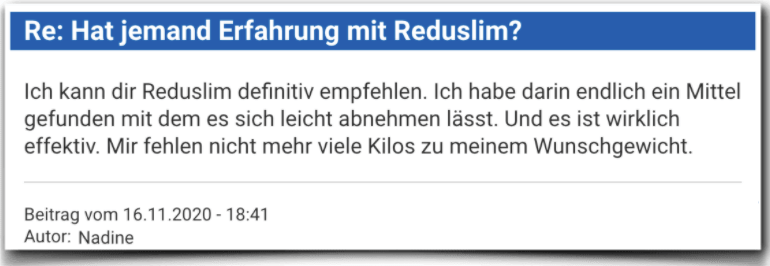 Reduslim Erfahrungsbericht Bewertung Kritik Reduslim