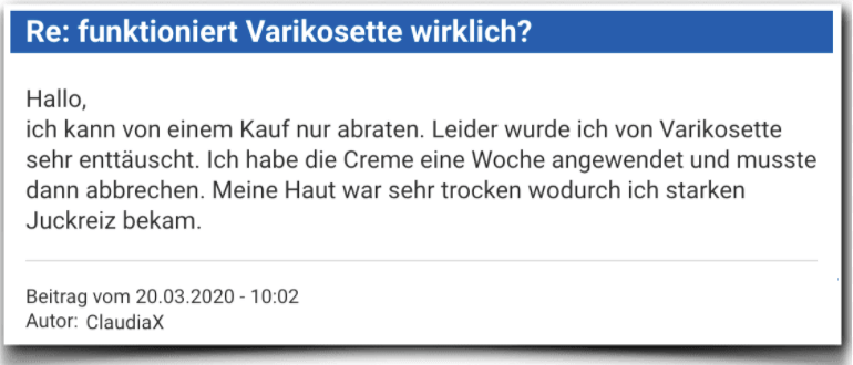 Varikosette Erfahrungsbericht Bewertung Kritik Varikosette