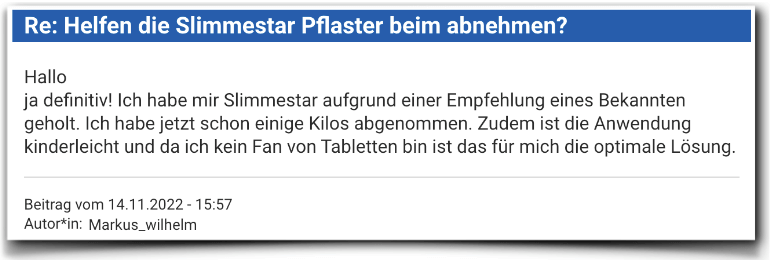 Slimmestar Pflaster Erfahrungsberichte Bewertungen Kritik