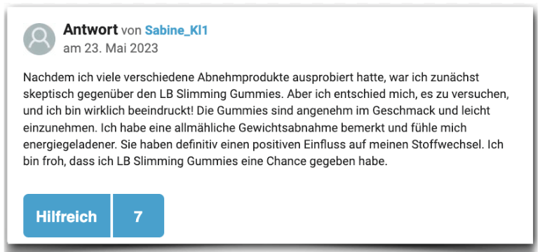 LB Slimming Gummies Erfahrungsberichte Test Erfahrungen