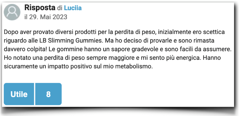 Testimonianze di test su LB Slimming Gummies